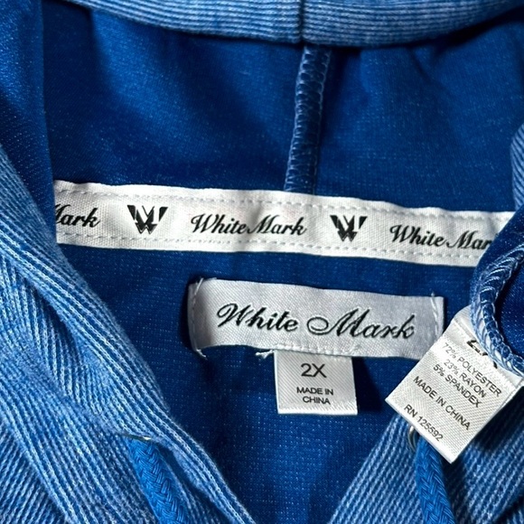 WHITE MARK Blue Longline Hoodie Pullover Hooded Sweater Dress Plus 2X - Picture 9 of 9